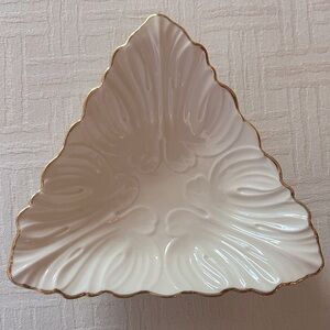 Elegant 7” Bone China with Hand Painted 24K Gold Trim Candy Dish